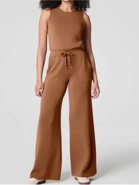 Spanx Air Essentials Wide-Leg Knit Jumpsuit in Cocoa Size M